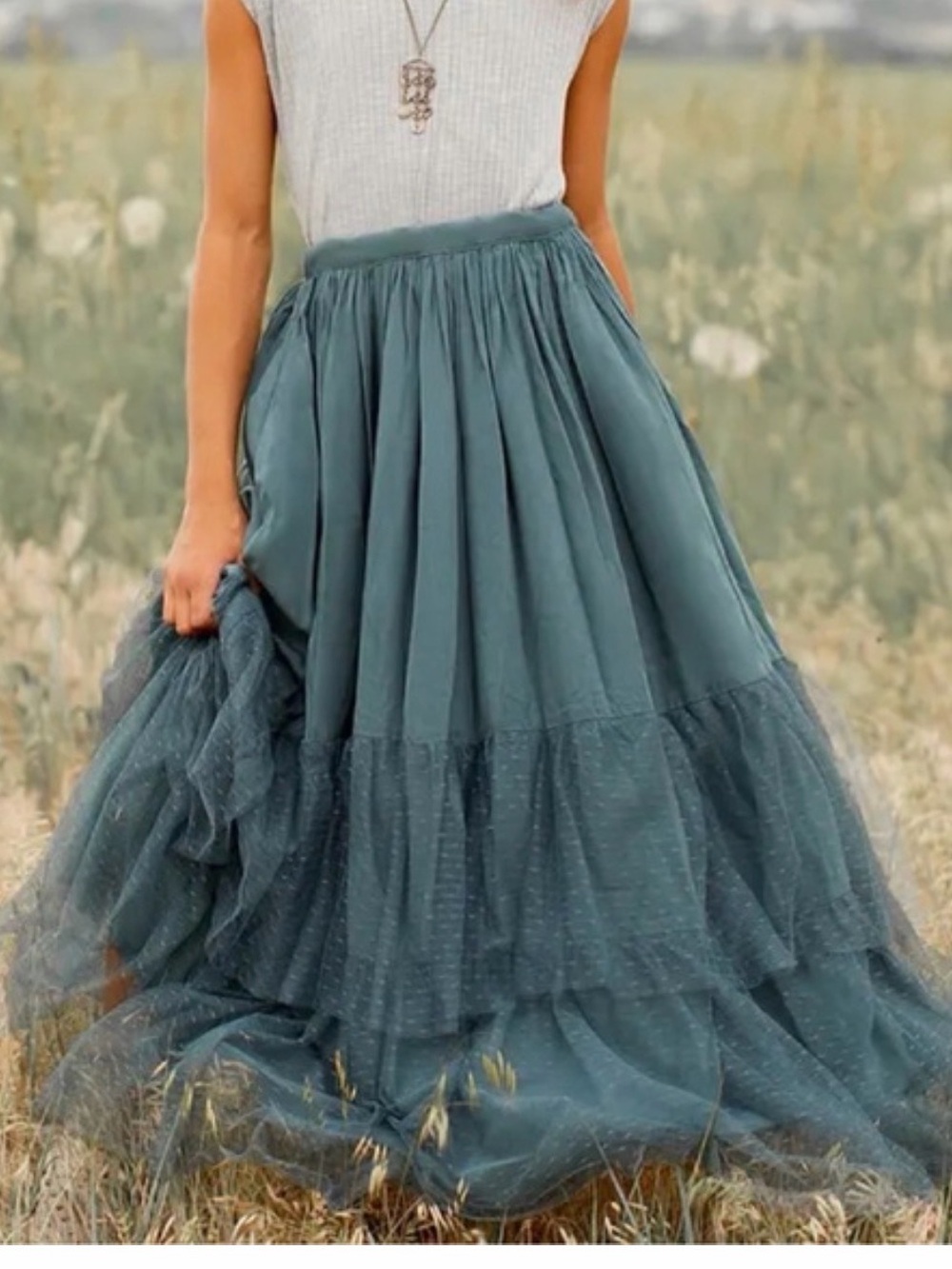 Mia Joy Joyfoilie Ada Tille Maxi skirt in **GRAY**